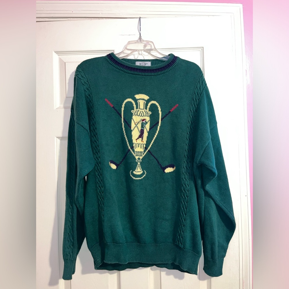 E P Pro Evan Picone Men's 100% Cotton Golf‎ Sweater Size Large